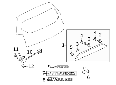 Exterior Trim - Lift Gate for 2007 Mitsubishi Outlander #0
