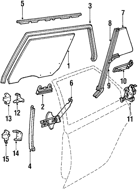 Glass - Rear Door for 1990 Chevrolet Cavalier #0