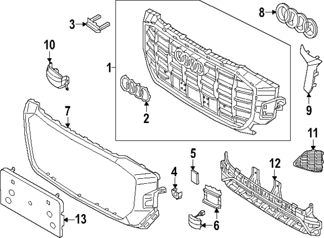 4M8807287J9B9 - Body: License Bracket for Audi Image