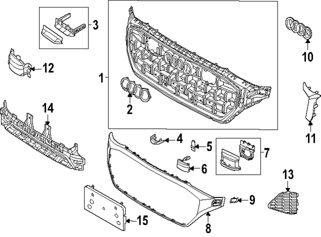 4M8853651CFMX3 - Body: Grille for Audi Image
