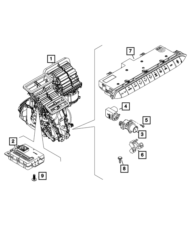 68634179AA - Air Conditioners and Heaters: A/c And Heater Module for Mopar Image