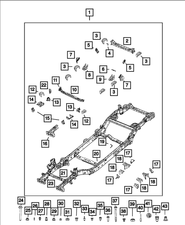 68565115AC - Frame, Bumper and Fascia: Chassis Frame Assembly for Mopar Image image