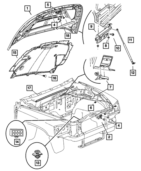 Hood & Hood Release for 2005 Dodge Dakota #0