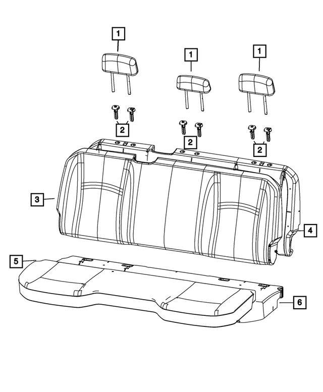 6VA53TU6AA - Interior Trim: Rear Headrest, Center for Ram: 1500 Classic, 2500, 3500 Image