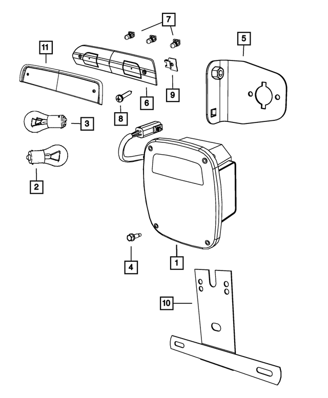 55055270 - Electrical: Tail Stop Backup Lamp, Right for Mopar Image