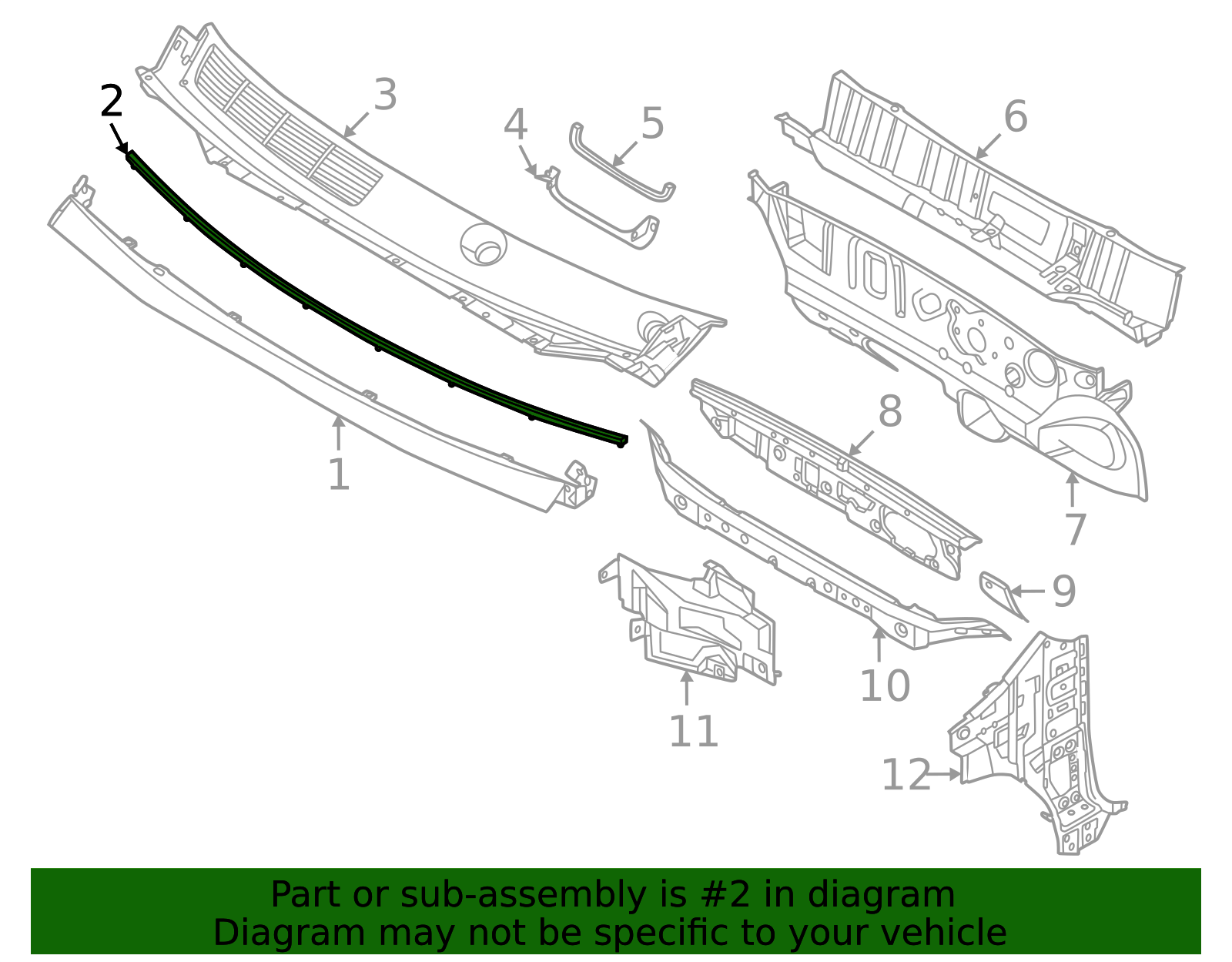 66830-7LF0A - Cowl Grille Panel Seal Official Nissan Parts Store