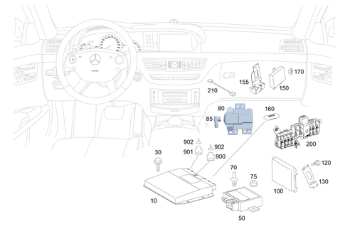 Electrical Compartment in Co-Driver Legroom for 2012 Mercedes-Benz S400 #0