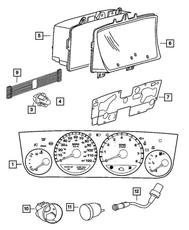 4671811AN - Instrument Panel and Radios and Consoles: Instrument Panel Cluster for Mopar Image