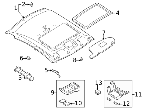 Interior Trim - Roof for 1999 Nissan Altima #0