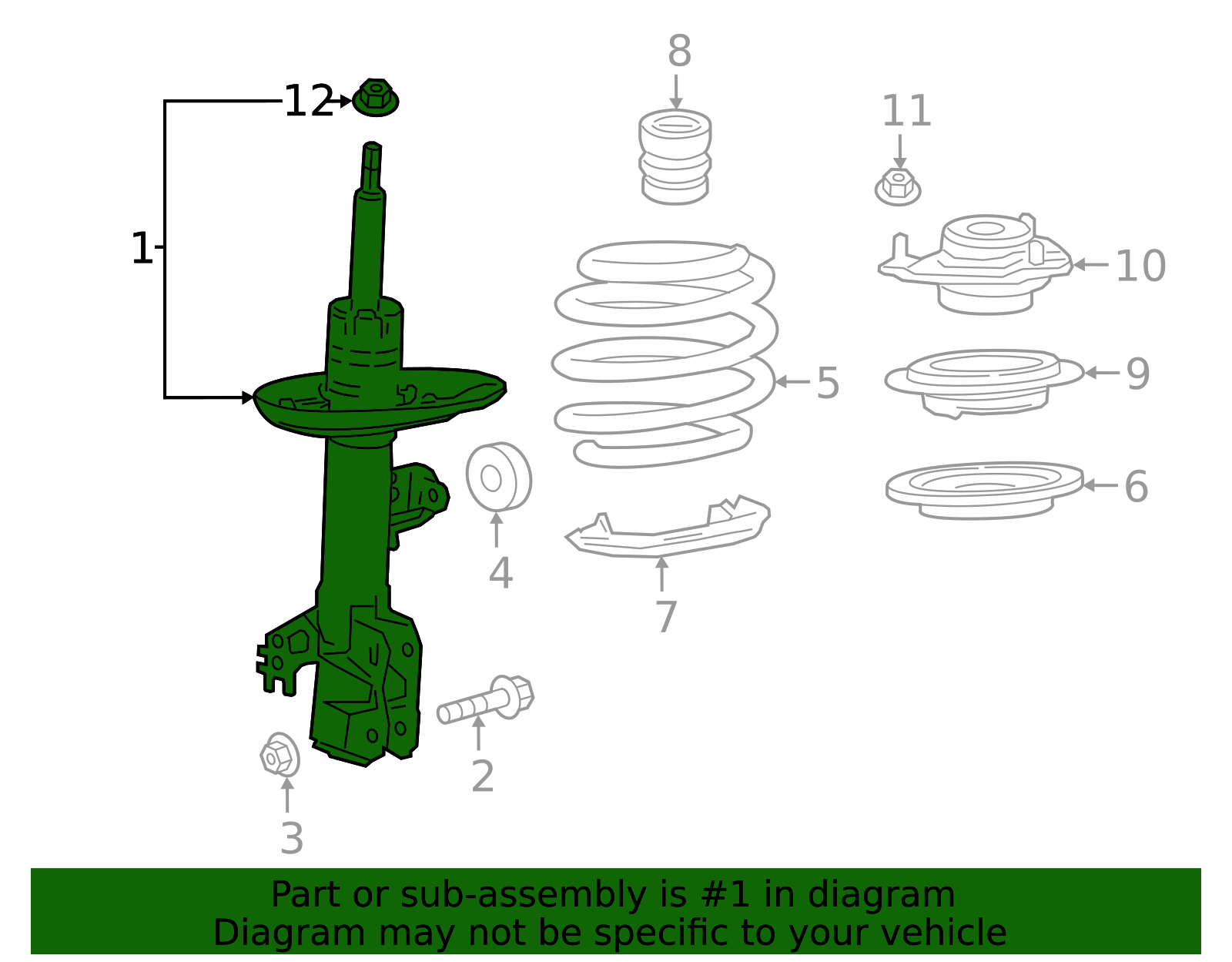 Genuine Toyota Suspension Strut part# 48520-8Z396 for 2018-2024