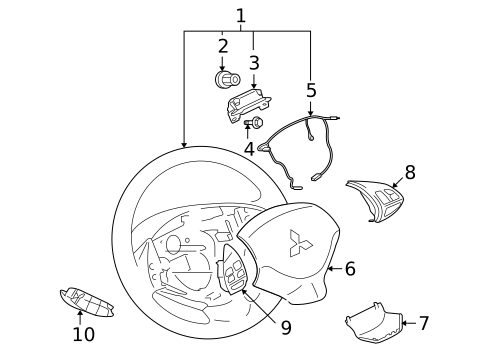 Steering Wheel & Trim for 2007 Mitsubishi Outlander #0