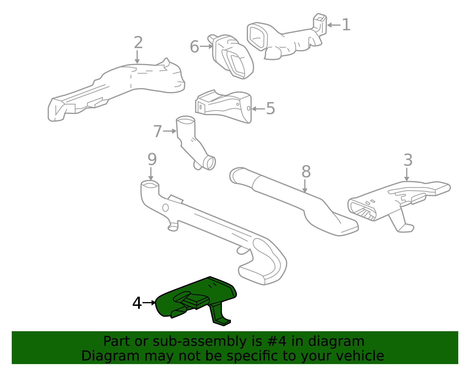 2018-2024 GM Rear Driver Side Floor Air Outlet Duct 23463159 GM ...