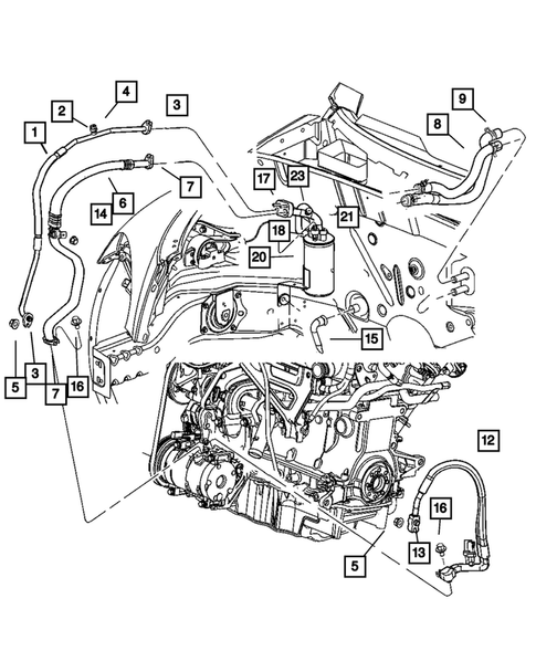 Air Conditioner and Heater Plumbing for 2004 Chrysler PT Cruiser #1