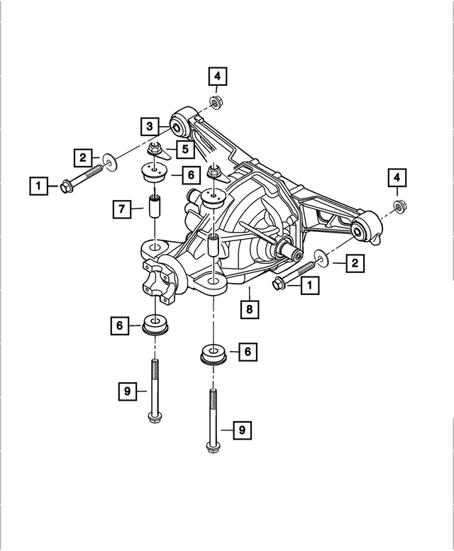 6504065 - Rear Wheel Drive; Differential and Drive Line: Hex Flange Locking Nut And Retainer, Mounting for Mopar Image