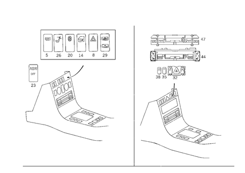 Switch in Instrument Panel and Center Console for 1996 Mercedes-Benz C280 #1
