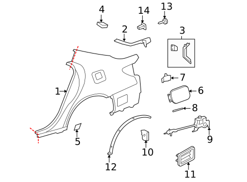 Exterior Trim - Quarter Panel for 2012 Lexus LS460 #0