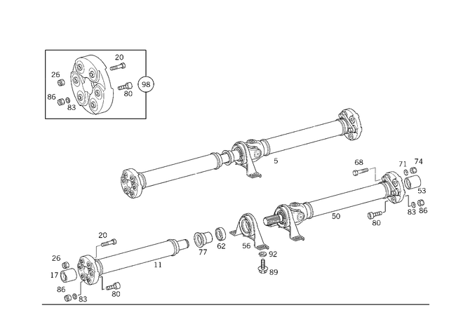 2104103406 - : Propeller Shaft for Mercedes-Benz Image