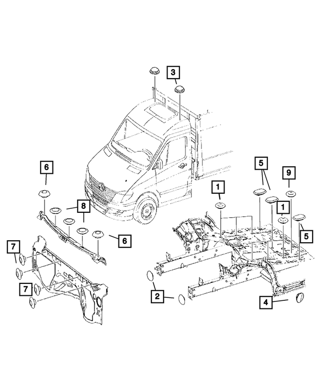 5098417AA - Body Sheet Metal Except Doors: Plug for Chrysler: Crossfire | Dodge: Sprinter 2500, Sprinter 3500 Image