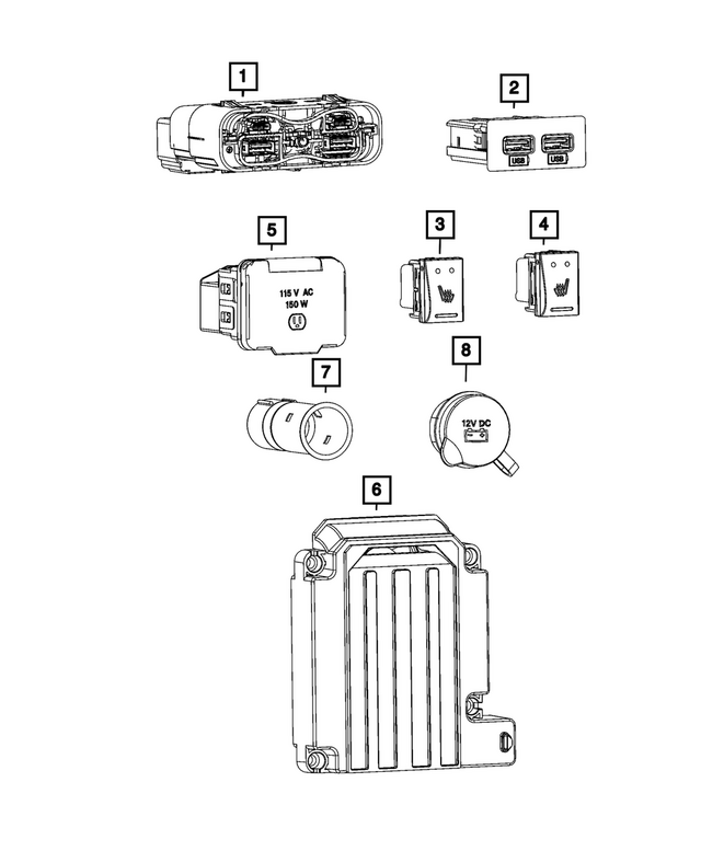68473947AB - Interior Trim: Charging Port Usb for Mopar Image image