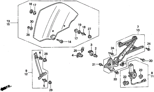 Rear Door Windows for 1997 Acura TL #0