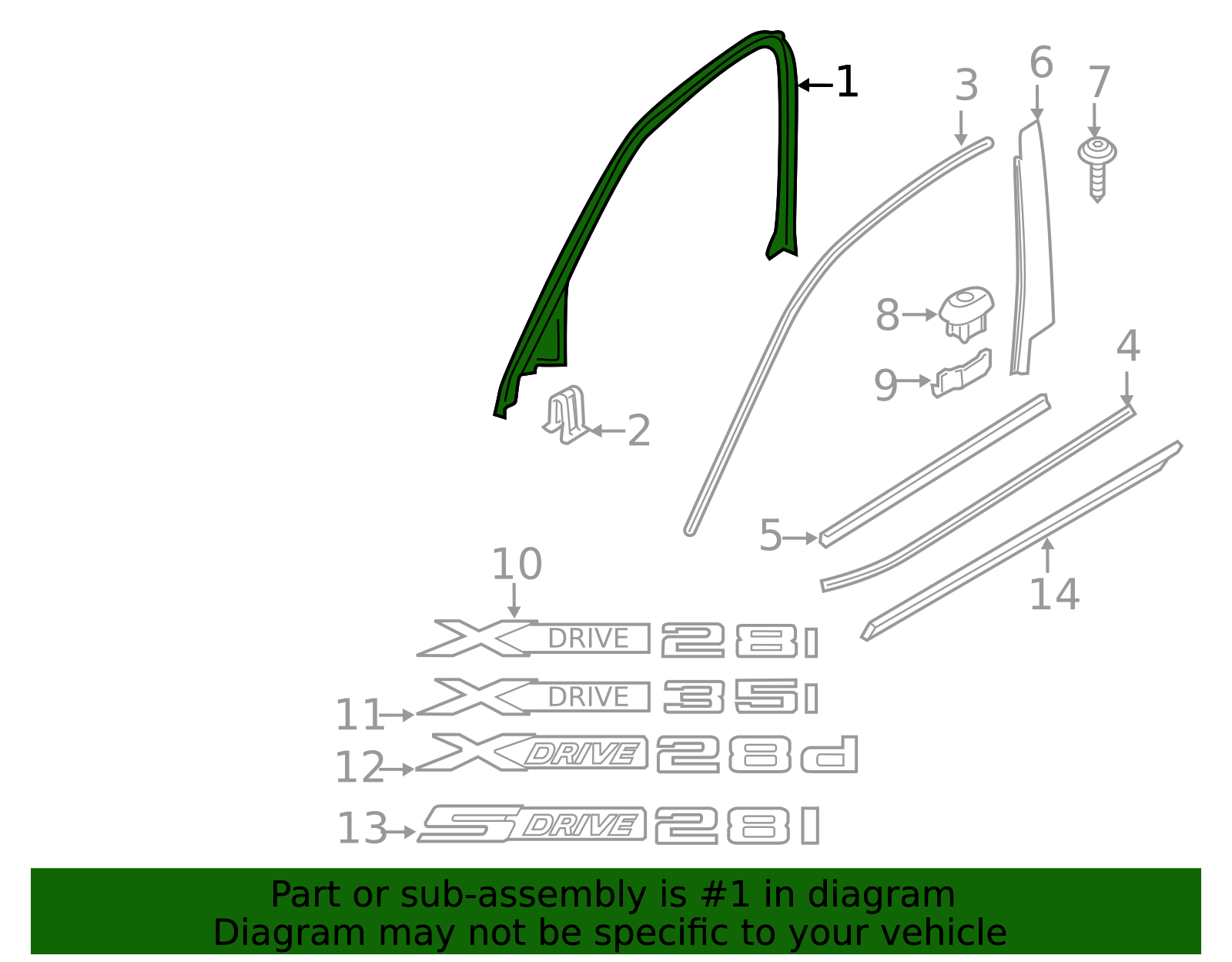 51-33-7-205-583 - High-Quality Frame Molding for 2011-2017 BMW X3 ...