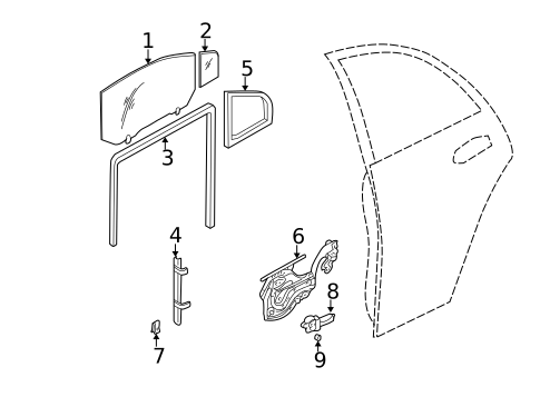Glass - Rear Door for 2006 Hyundai Elantra #0