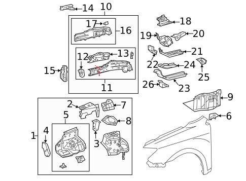 Structural Components & Rails for 2010 Scion tC #0