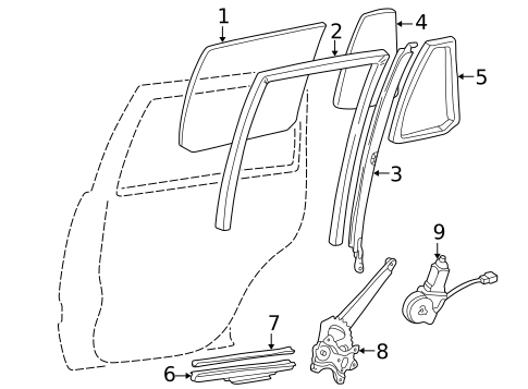 Glass - Rear Door for 2006 Lexus LX470 #0