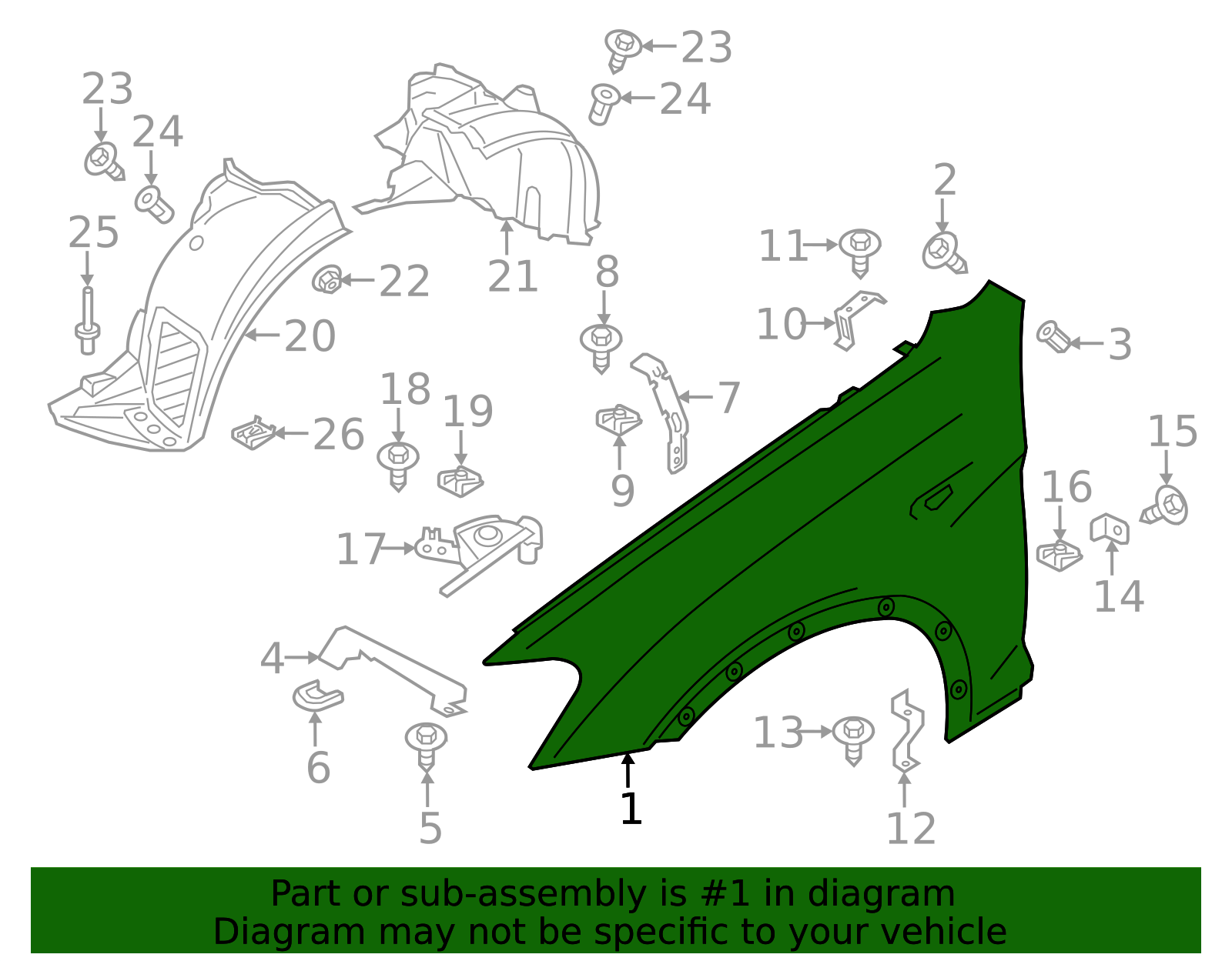 41357267324 - 2011-2018 BMW Fender Assembly (41-35-7-267-324
