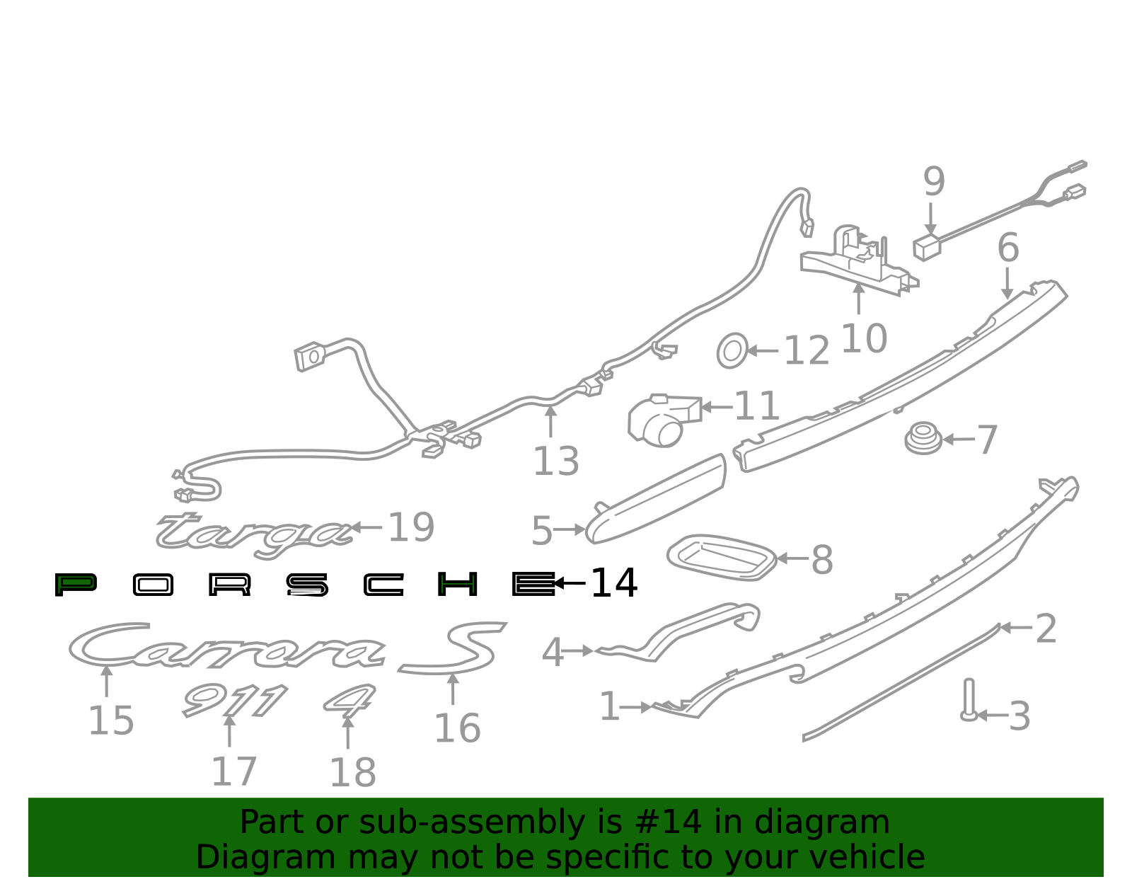 Genuine Porsche 991-559-235-90 |Nameplate, Matte Black - 