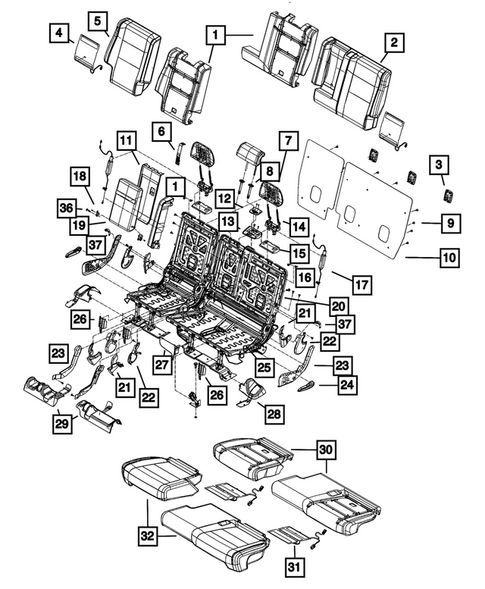 Rear Seats - Second Row for 2018 Jeep Grand Cherokee #4