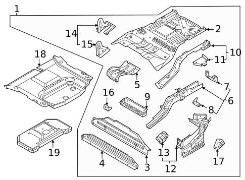 Rear Floor & Rails for 2021 Ford Mustang Mach-E #0