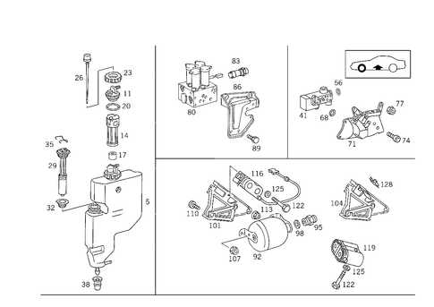 Oil Tank & Valves of Hydraulic System for 1992 Mercedes-Benz 500SL #0