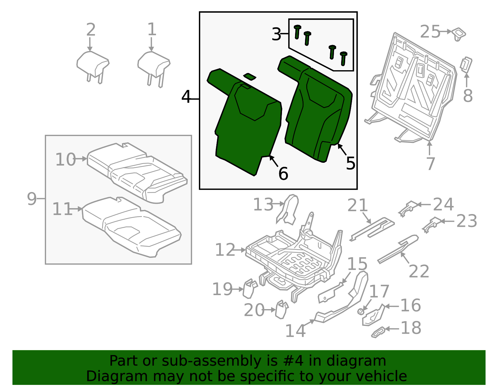 2020-2022 Kia Telluride Seat Back Assembly - Driver's Side (LH) 89300 ...
