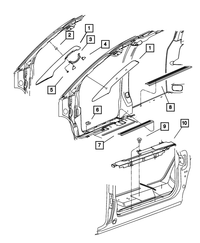 RS16YQLAH - Interior Trim: Windshield Garnish Molding, Right for Mopar Image