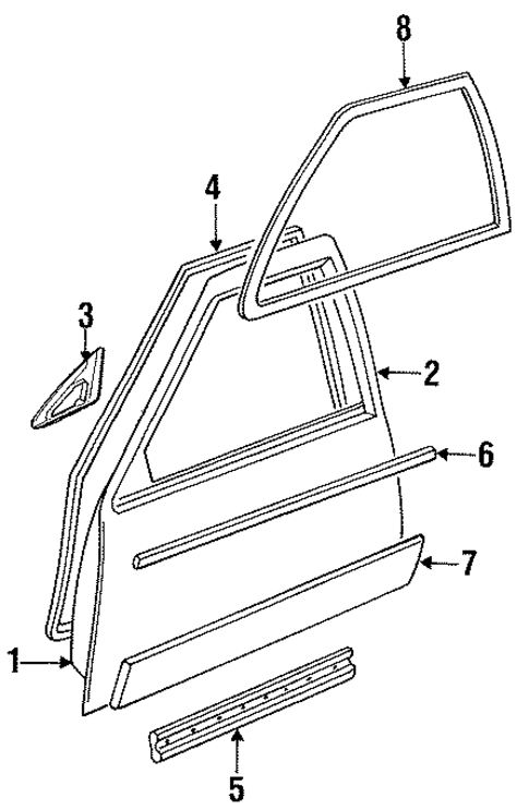 Exterior Trim - Front Door for 1993 Cadillac 60 Special #0