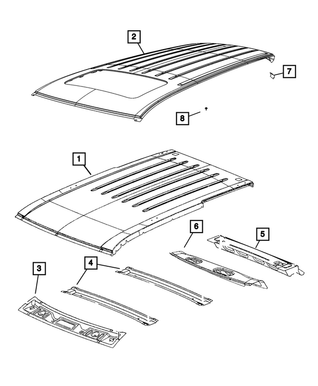 55369449AG - Body Sheet Metal Except Doors: Roof Front Header for Mopar Image