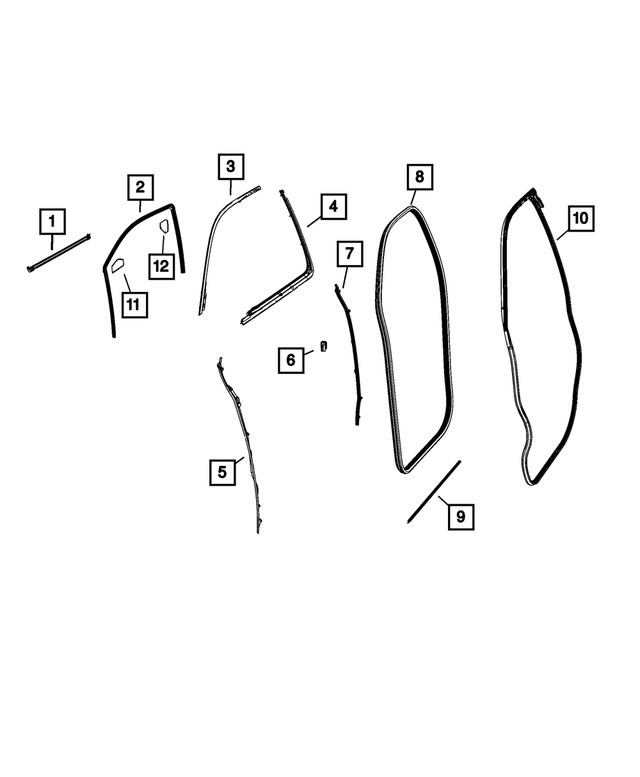 68406307AB - Doors, Door Mirrors and Related Parts: Front Door Opening Weatherstrip, Left for Mopar Image