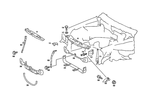 Front Stiffening and Radiator Support for 1988 Mercedes-Benz 190D #3