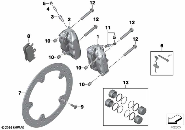 34118556205 - Brakes: Brake Caliper Brembo Left - Black for BMW-Motorrad Image