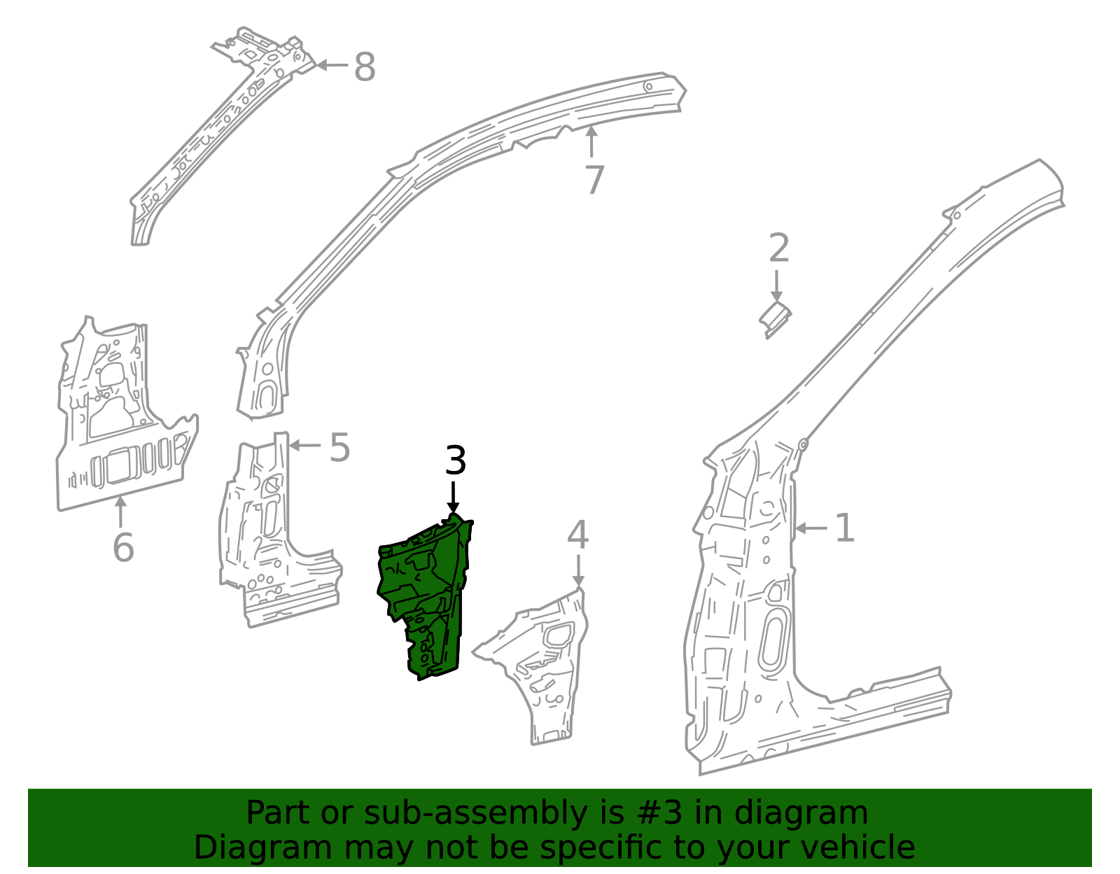 2021-2025 Toyota Mirai Body A-Pillar Reinforcement 61016-62010 | Toyota ...