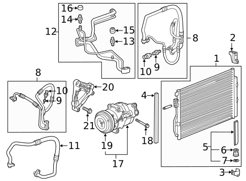 A/C Condenser & Evaporator for 2016 Chevrolet Sonic #0