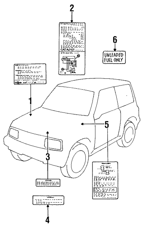 Labels for 1992 Suzuki Sidekick #0