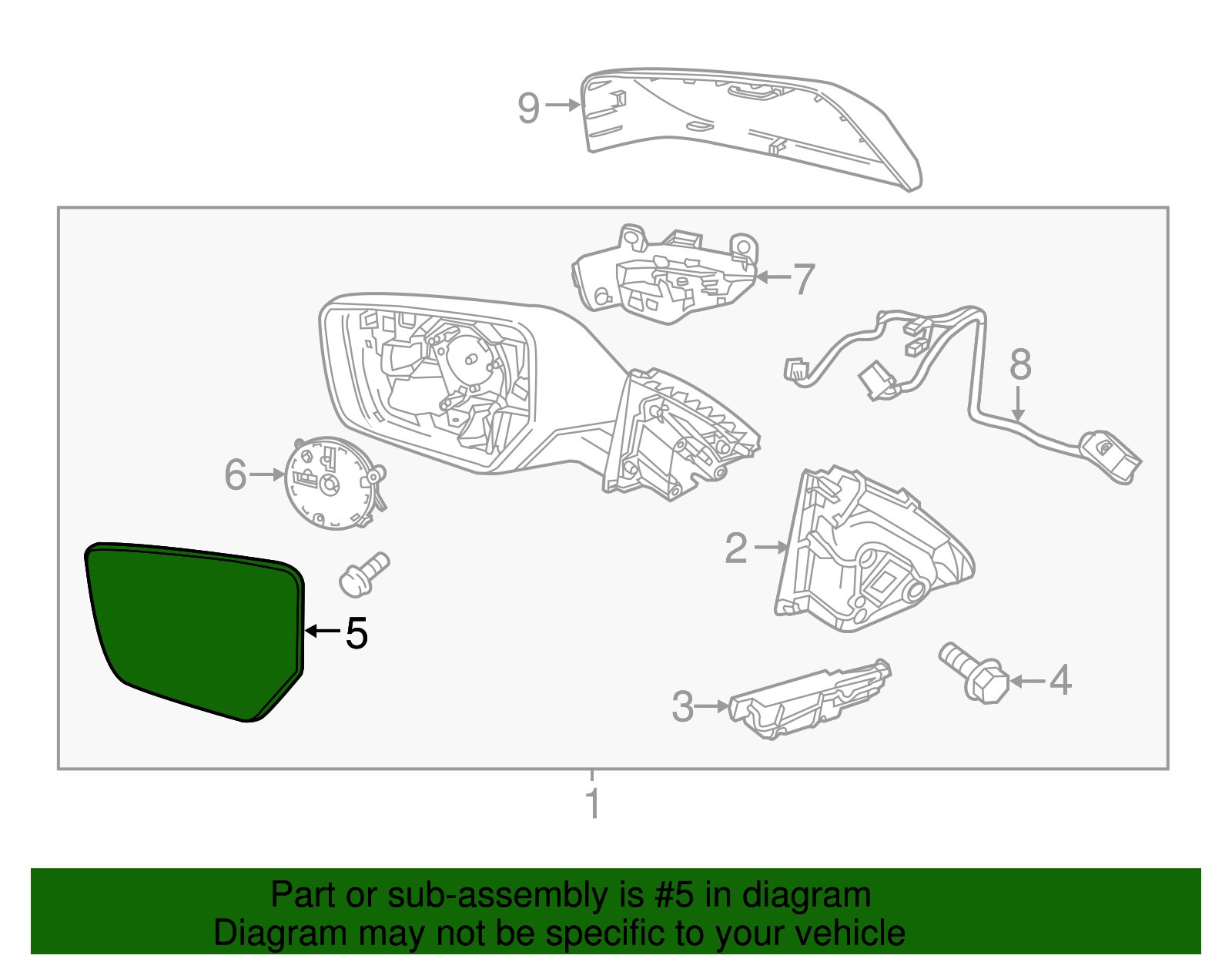 Genuine GM Passenger Side Door Mirror Glass 84753944