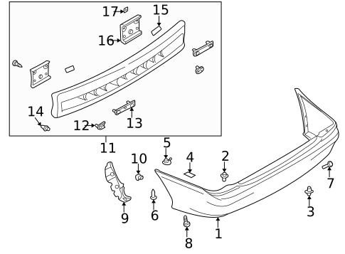 Bumper & Components - Rear for 1999 Mazda Protege #1