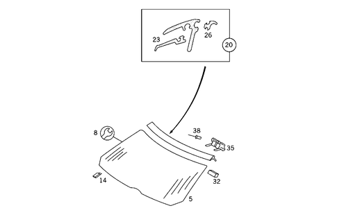 Windshield for 1993 Mercedes-Benz 400SEL #1