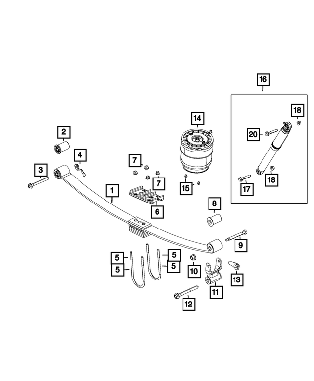 68106104AE - Rear Suspension: Rear Leaf Spring, Right for Mopar Image