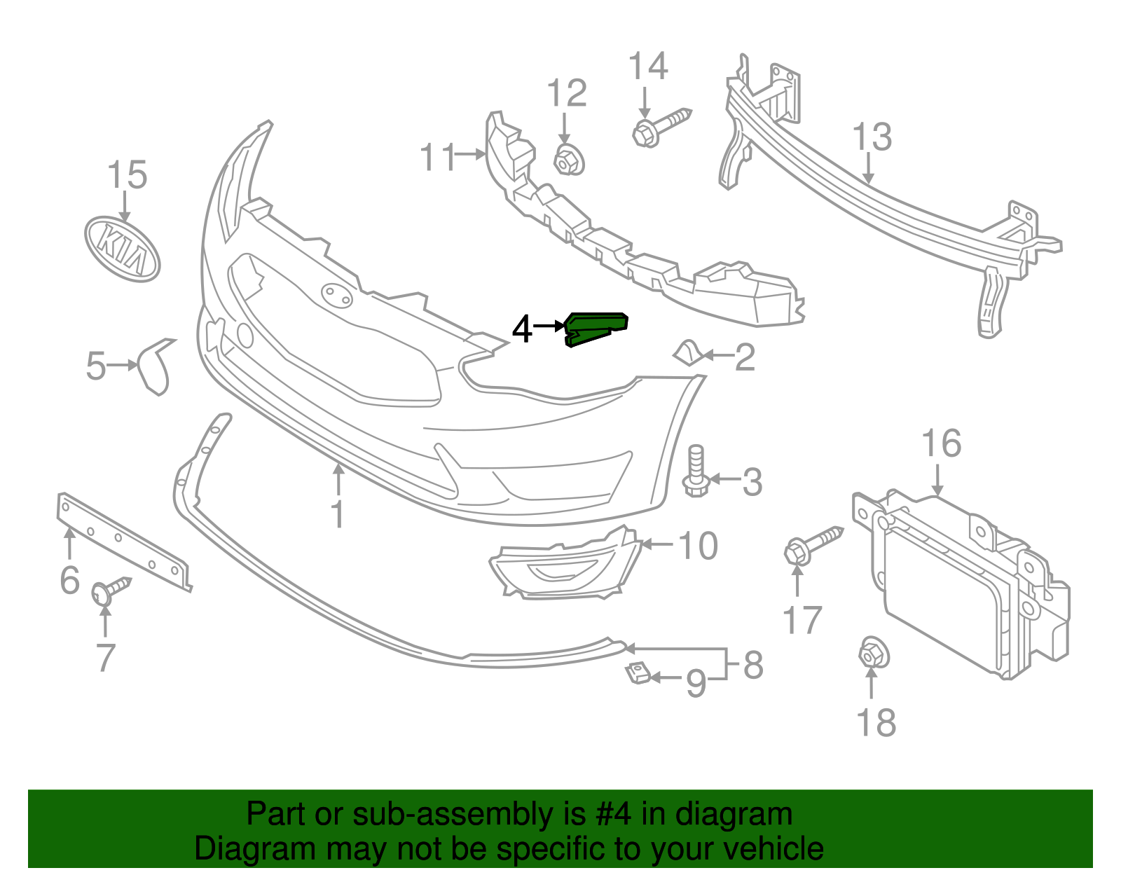 86514-3R000 - Bumper Cover Side Bracket 2014-2016 Kia