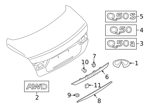 Exterior Trim - Trunk for 2020 INFINITI Q50 #0