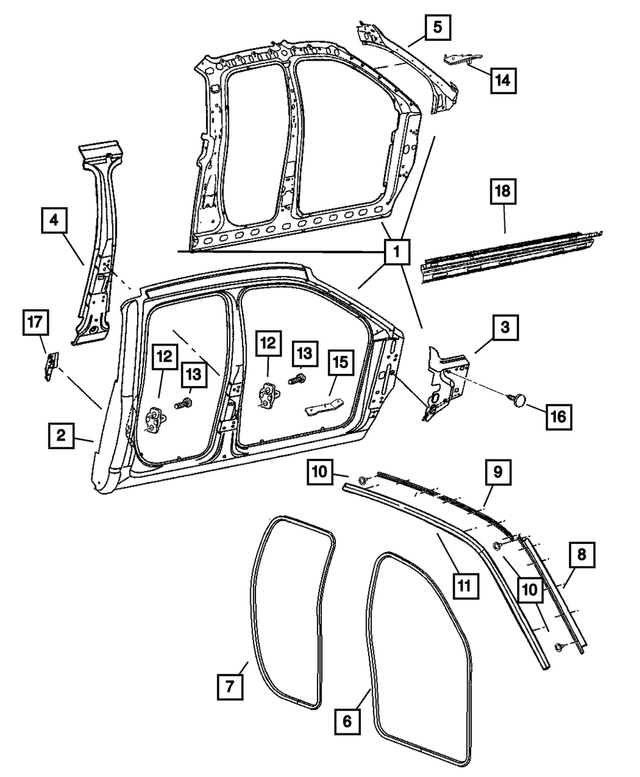 55275683AC - Body Sheet Metal Except Doors: Bodyside Seal Retainer, Left for Mopar Image